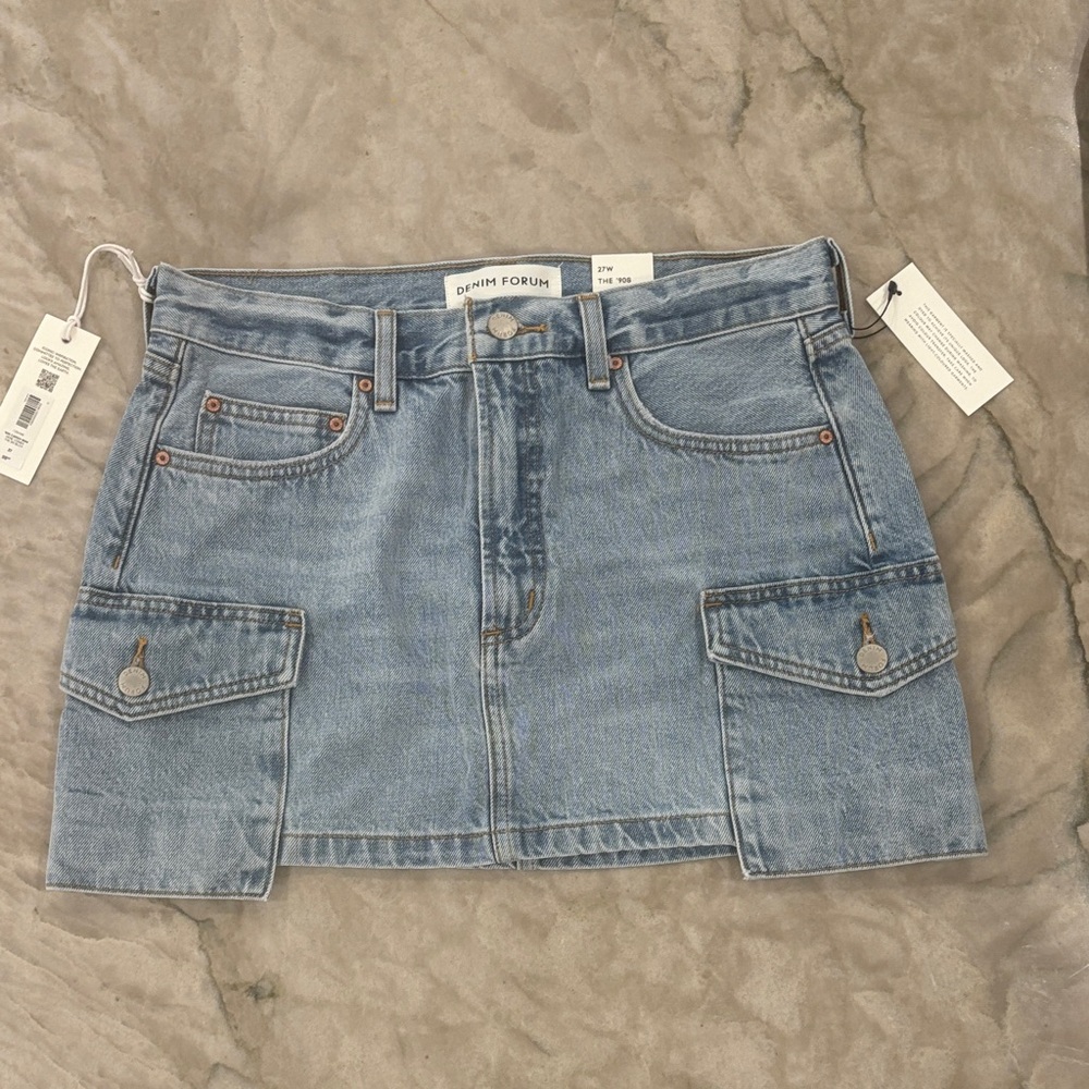 Aritzia Denim Forum Washed Blue Mini Skirt